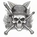 skull with drum sticks tattoo design idea
