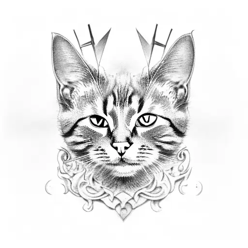 A cat sitting on the Iron Throne tattoo design idea