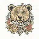 Design description: Location: Chest Size: Medium Color: Colored Details: A cheeky bear on the background, with the inscription "Misha" tattoo design idea