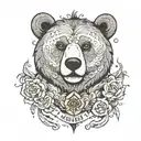 Design description: Location: Chest Size: Medium Color: Colored Details: A cheeky bear on the background, with the inscription "Misha" tattoo design idea