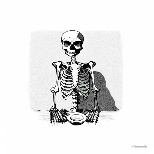 skeleton drinking coffee with a bath robe tattoo design idea