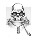 skeleton drinking coffee with a bath robe tattoo design idea