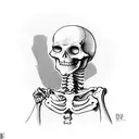 skeleton drinking coffee with a bath robe tattoo design idea