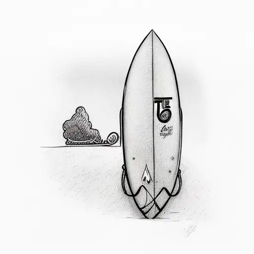 A sketch of a surfboard "Trust in the Lord" written on it  tattoo design idea