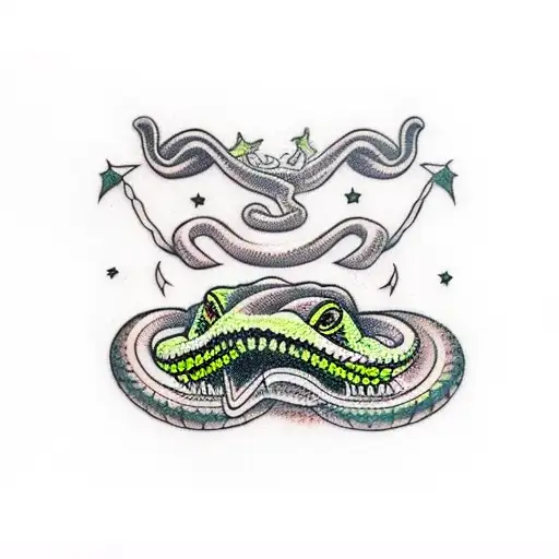Rattlesnake frontal with green around it  tattoo design idea