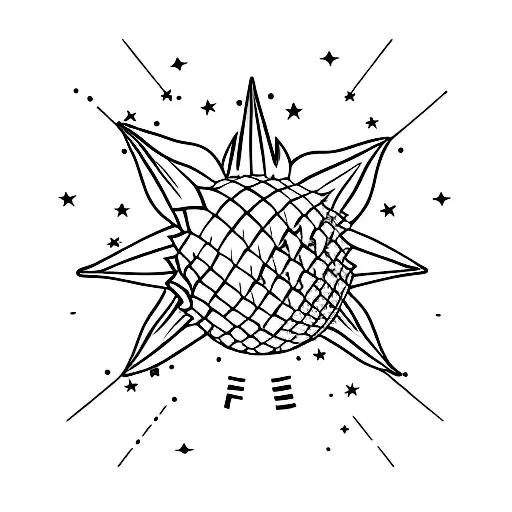 star north with pineapple tattoo design idea