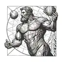 titan atlas holding the world, a lighthouse, stoicism tattoo design idea