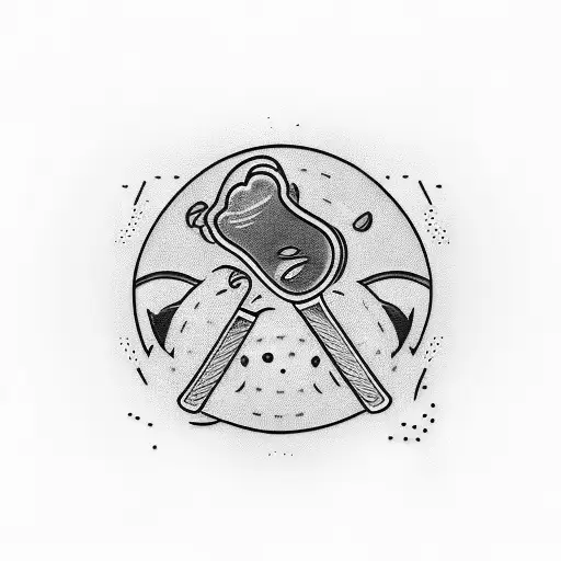 Craft beer bottle pouring into a ping pong paddle tattoo design idea