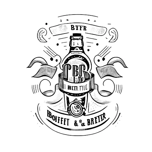 Craft beer bottle with hops and barley tattoo design idea