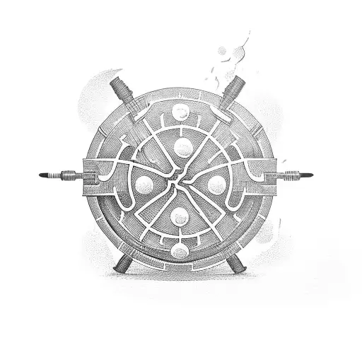 Craft beer bottle and ping pong ball on a grill grate tattoo design idea