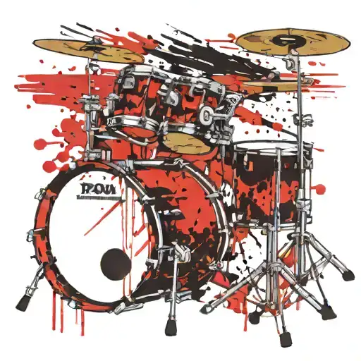 drum set with katana tattoo design idea