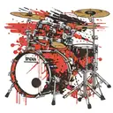drum set with katana tattoo design idea