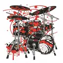 drum set with katana tattoo design idea