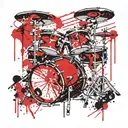 drum set with katana tattoo design idea