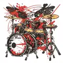 drum set with katana tattoo design idea