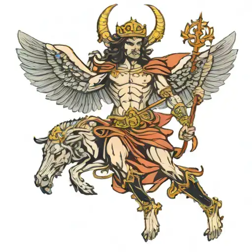 st micheal slaying the devil holding libra sign with a quote tattoo design idea