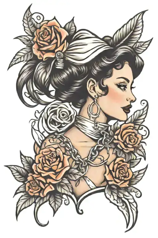 pin up bondage tattoo design idea