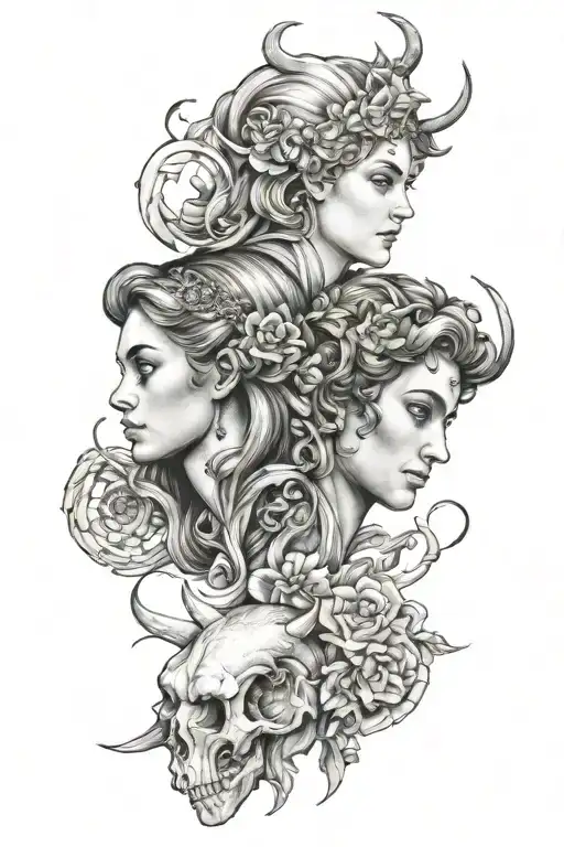 Virgo and Aries and Gemini together  tattoo design idea