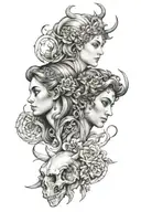 Virgo and Aries and Gemini together  tattoo design idea