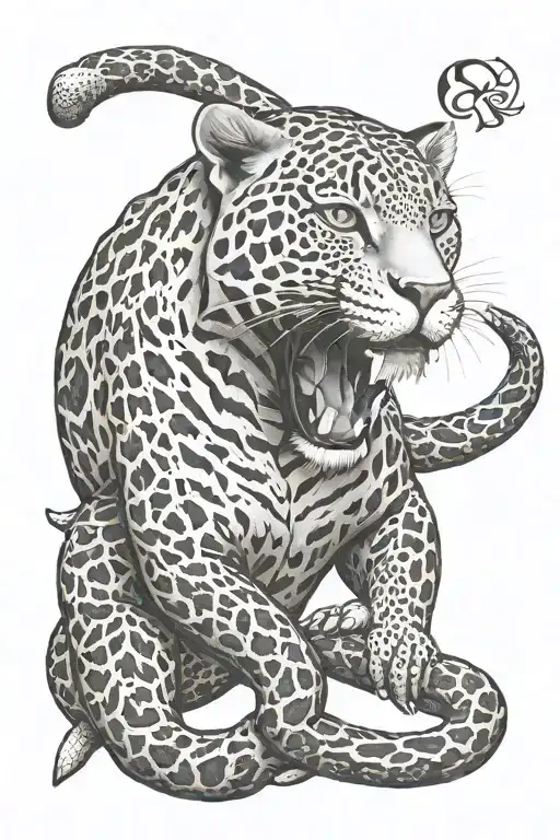 jaguar  with rattle snake tattoo design idea
