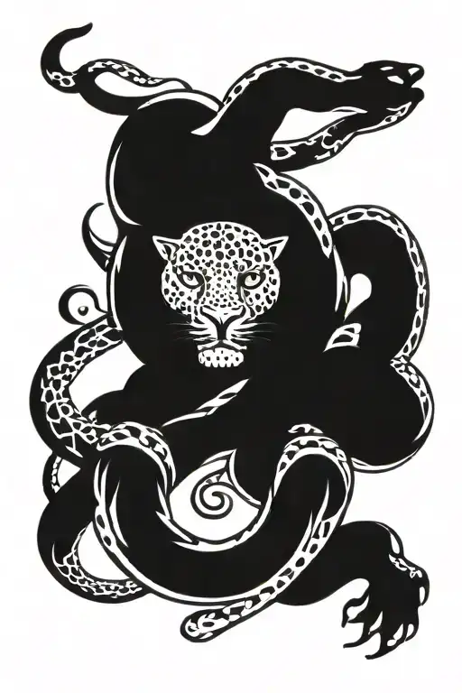 jaguar  with rattle snake tattoo design idea