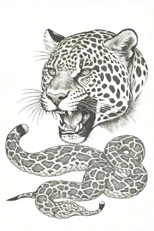 jaguar  with rattle snake tattoo design idea