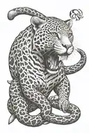 jaguar  with rattle snake tattoo design idea