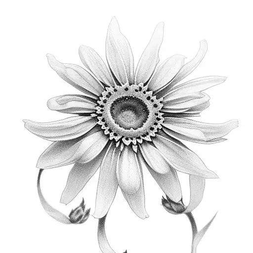 virgin mary whith daisy flower tattoo design idea