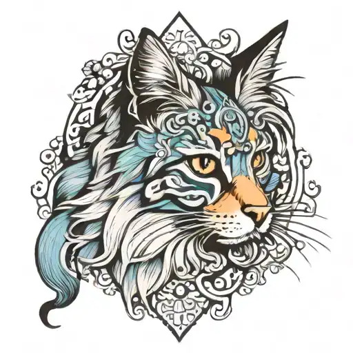 Libra yorkie Norwegian forest cat tattoo design idea