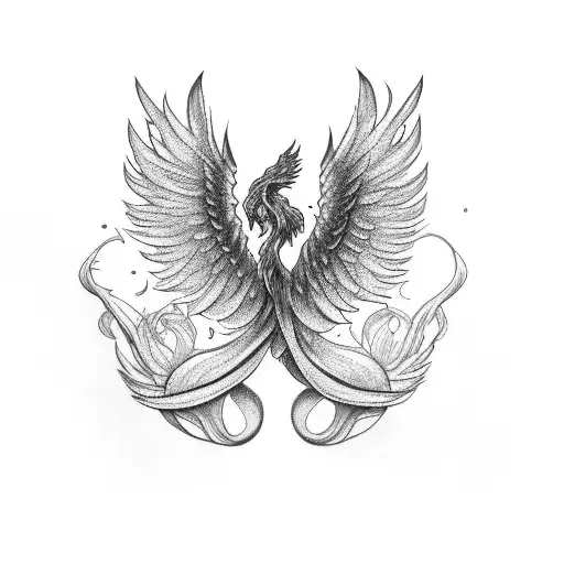 phoenix covering entire shoulder that morphs into angel tattoo design idea