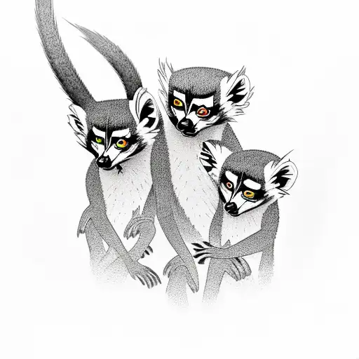 family of lemurs 3 tattoo design idea