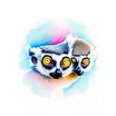mum dad and baby lemur tattoo design idea