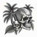 skull and palm tree tattoo design idea