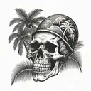 skull and palm tree tattoo design idea