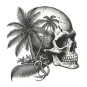 skull and palm tree tattoo design idea