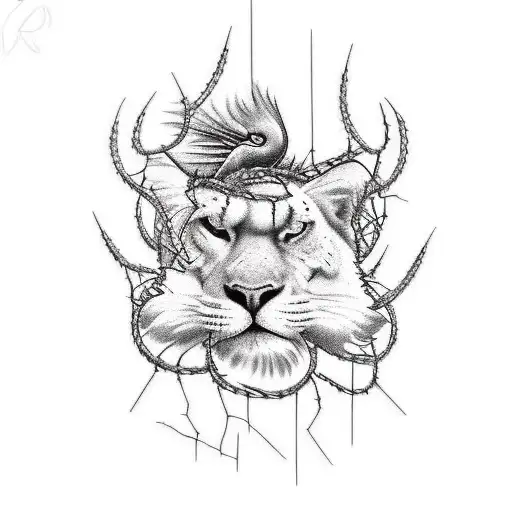 pencile With barbed wire and stormy background  tattoo design idea