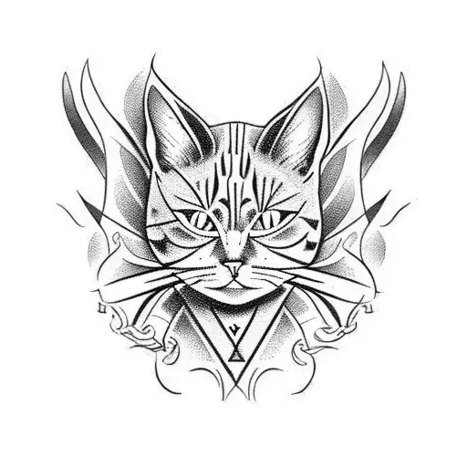 devil cat tattoo design idea