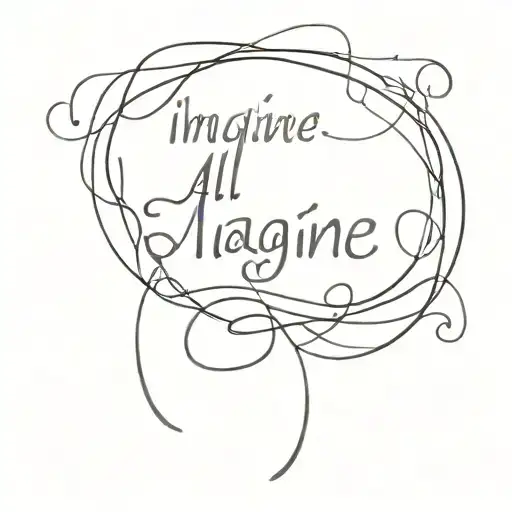 Lyrics "Imagine all the people" with john lennon logo tattoo design idea