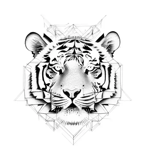 tiger Half origami tattoo design idea