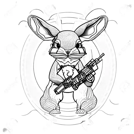 conejo con un arma de 3cm tattoo design idea