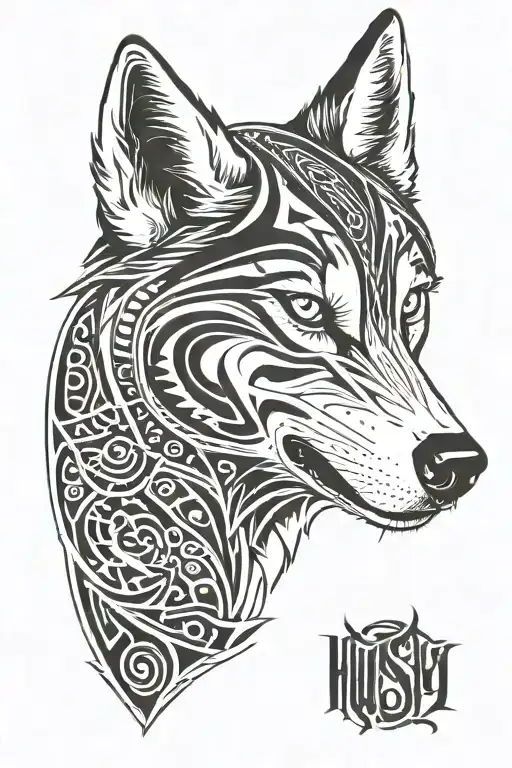aggressive husky blue eyes tattoo design idea