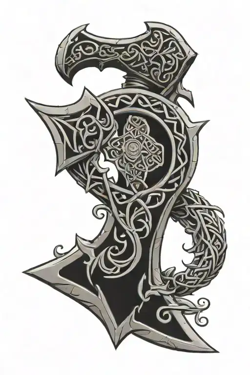celtic axe inspired by venom tattoo design idea