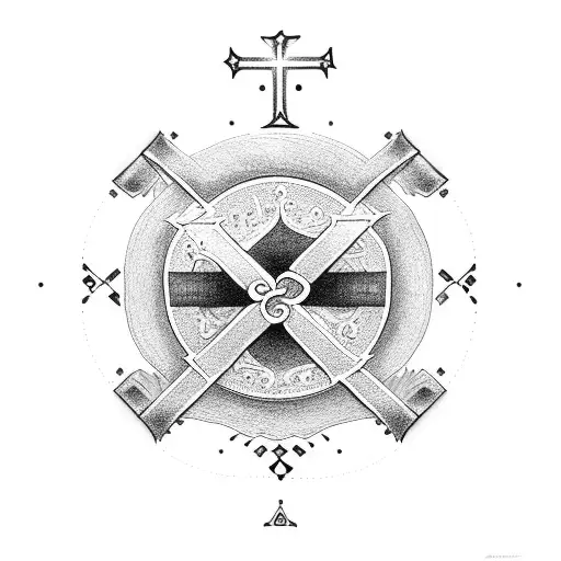 alpha and omega sing around the cross tattoo design idea
