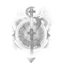 alpha and omega sing around the cross tattoo design idea