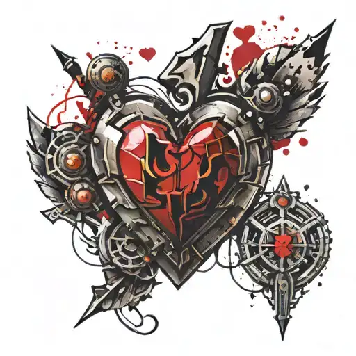 heart with 3 gems from zelda ocarina of time in its corners tattoo design idea