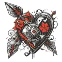 heart container with 3 zelda ocarina of time gems in its corners tattoo design idea