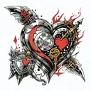 heart container with 3 zelda ocarina of time gems in its corners tattoo design idea