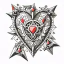 heart with gems from zelda ocarina of time in its corners  tattoo design idea