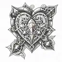 heart with gems from zelda ocarina of time in its corners  tattoo design idea