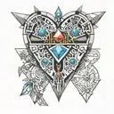 heart with gems from zelda ocarina of time in its corners  tattoo design idea